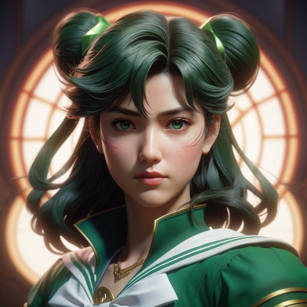 Sailor Jupiter Concept Art in Vibrant Triadic Colors