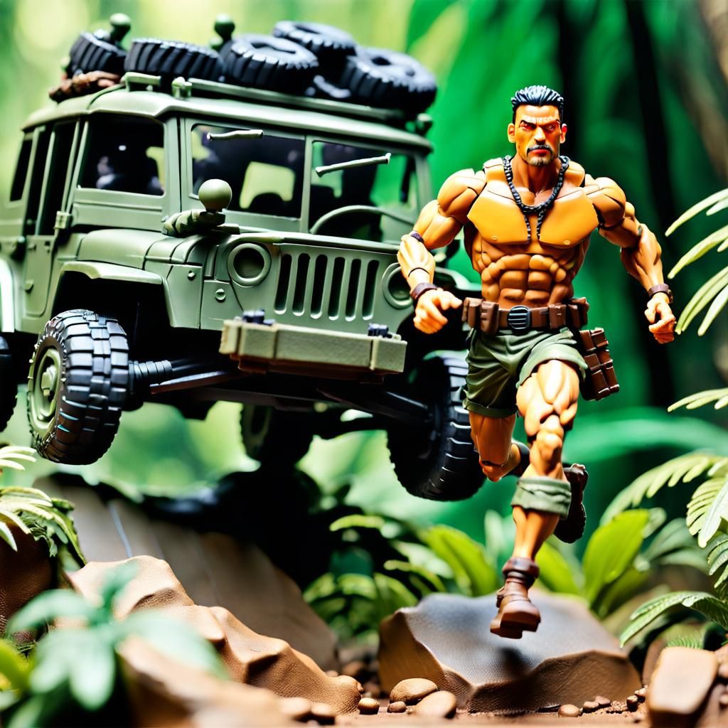 Barbarian Action Figure Running in Anime Style