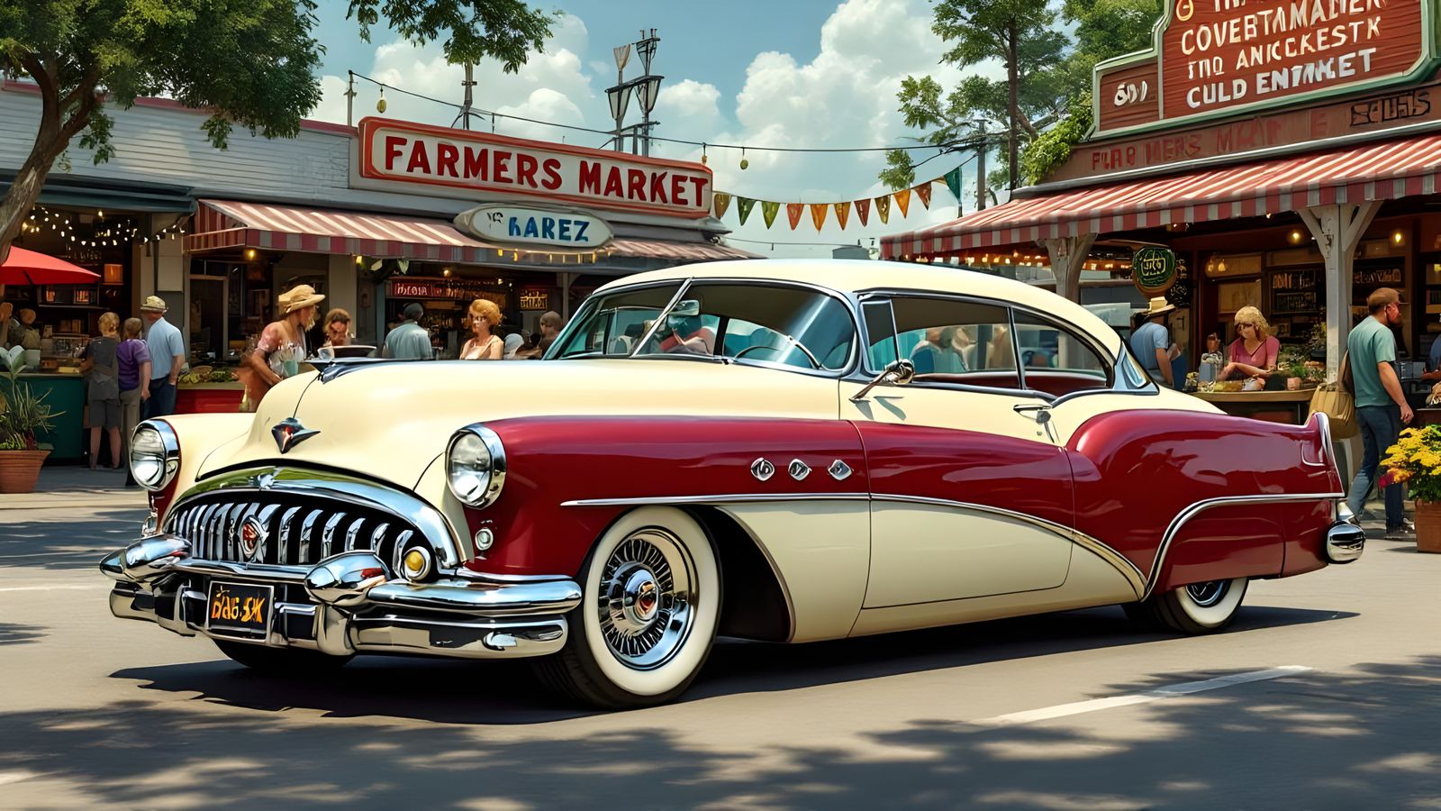 1953 Buick Roadmaster at a Vintage Farmers Market