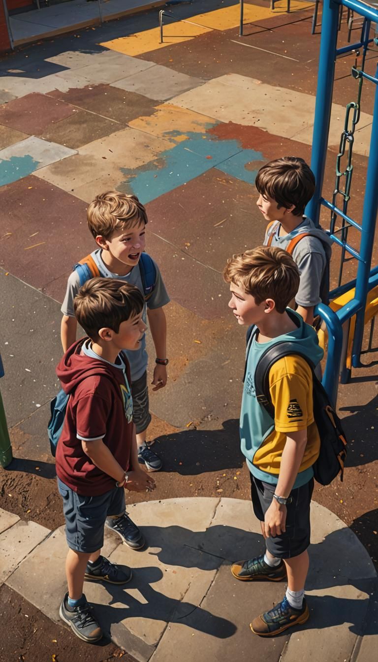 Primary School Students Talking on Playground