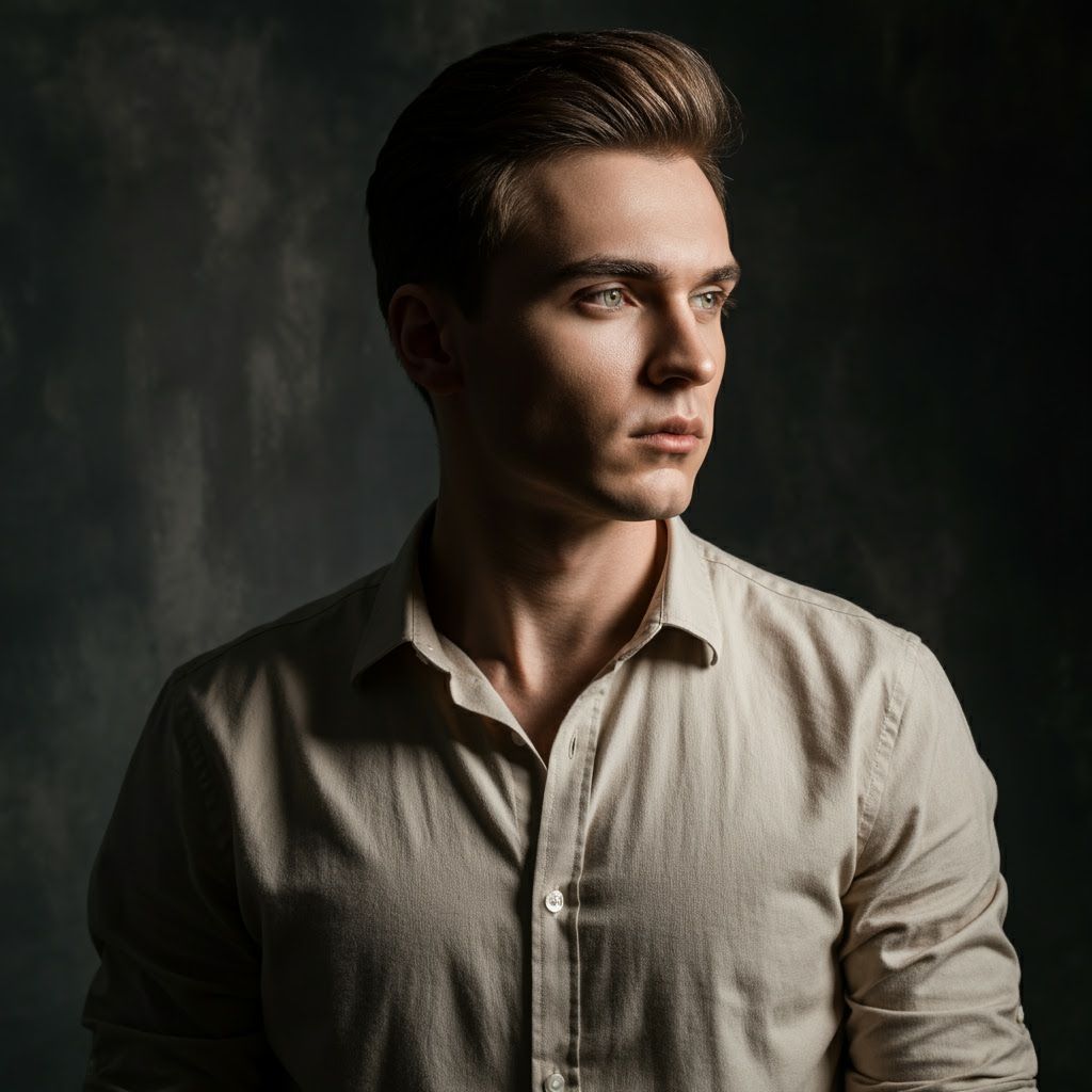 Dramatic Studio Portrait of a Handsome Man