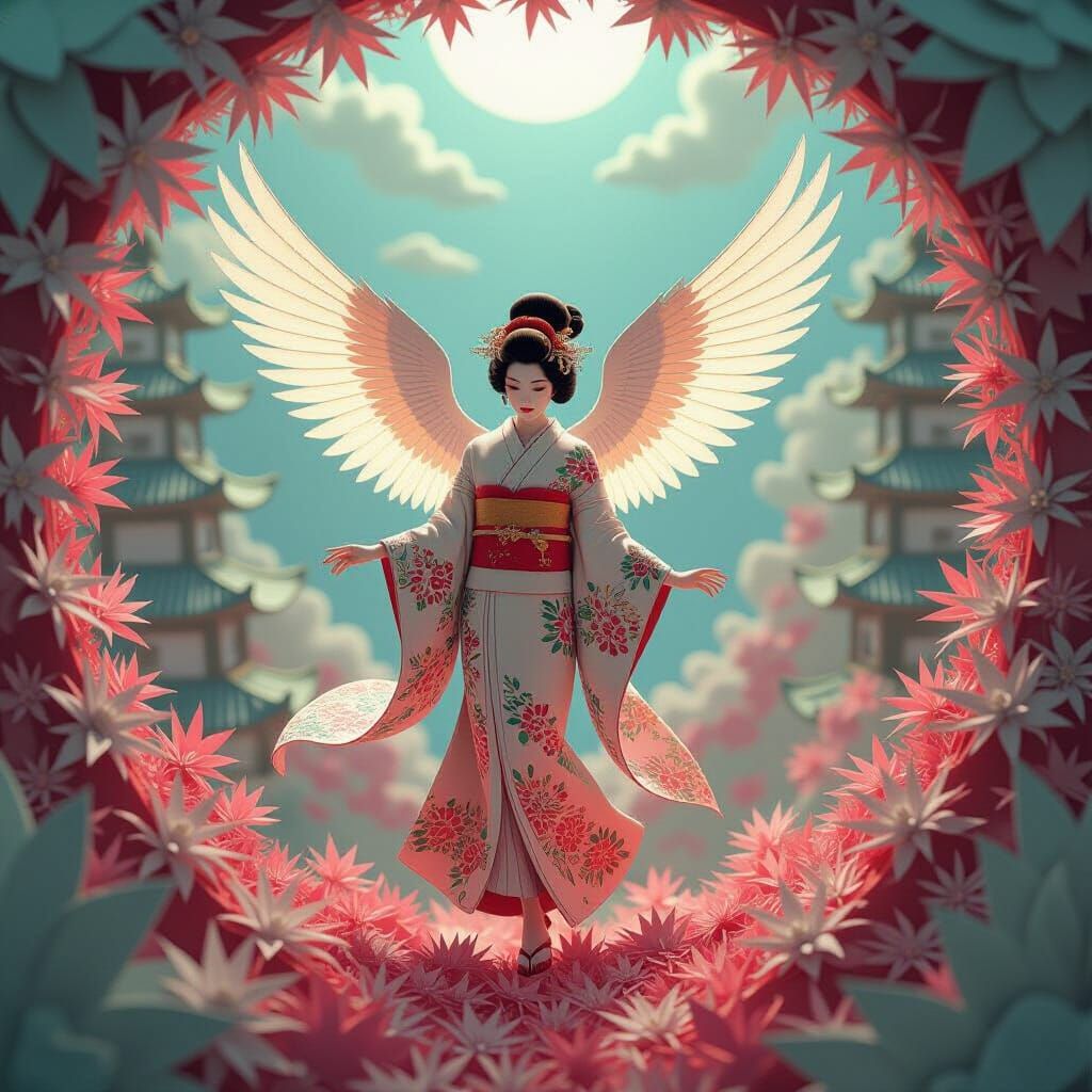 Japanese Angel Falls Through Psychedelic Abyss