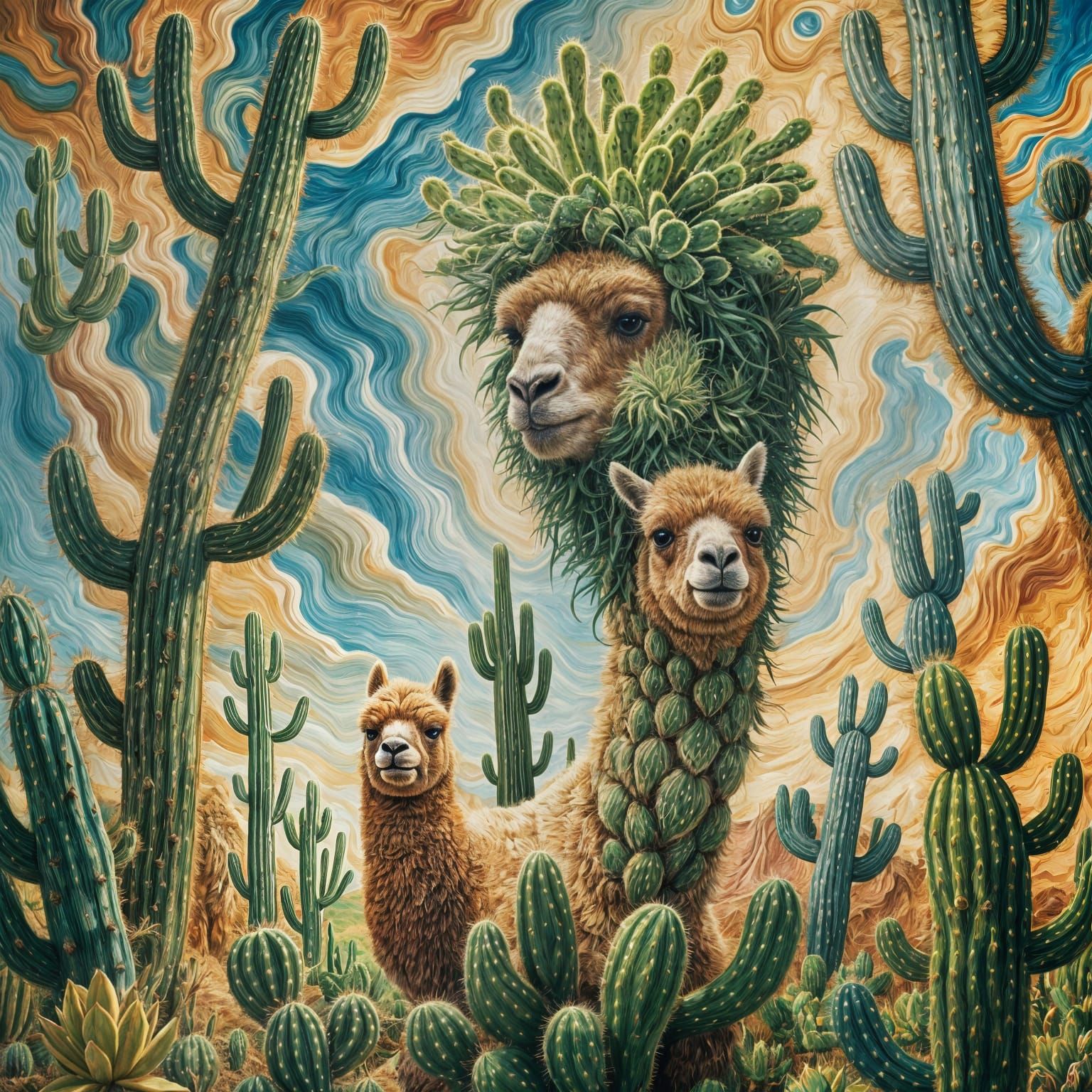 Surreal Alpaca Dream as Melting Cactus
