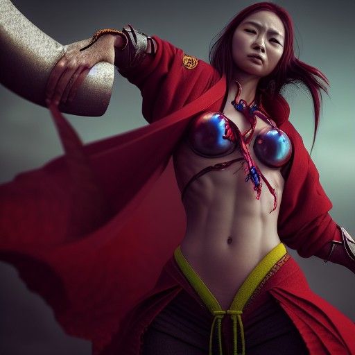 Female Martial Artist Portrait in Dark Fantasy Style