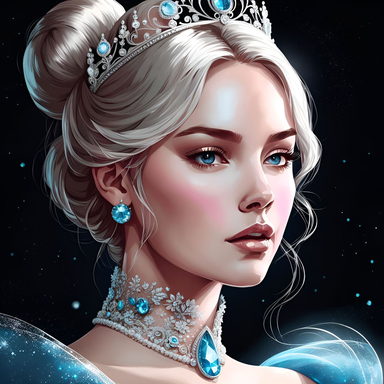Gorgeous Princess Cinderella Portrait in Digital Art Style