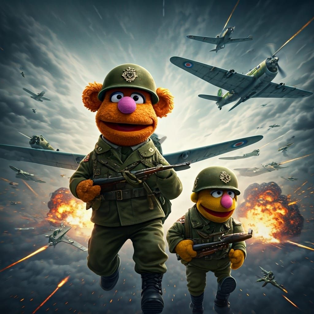 Muppets in Military Action: Hyperrealistic Movie Poster
