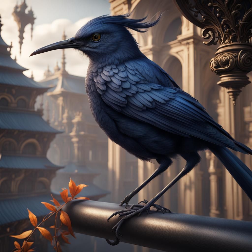 Fantastical Blue Mockingbird Digital Art