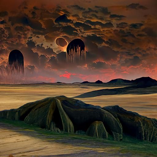 Radioactive Wasteland: Desert Canyon in Retro Sci-Fi Style