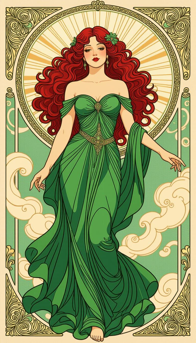 Mythical Creature in Art Nouveau Style