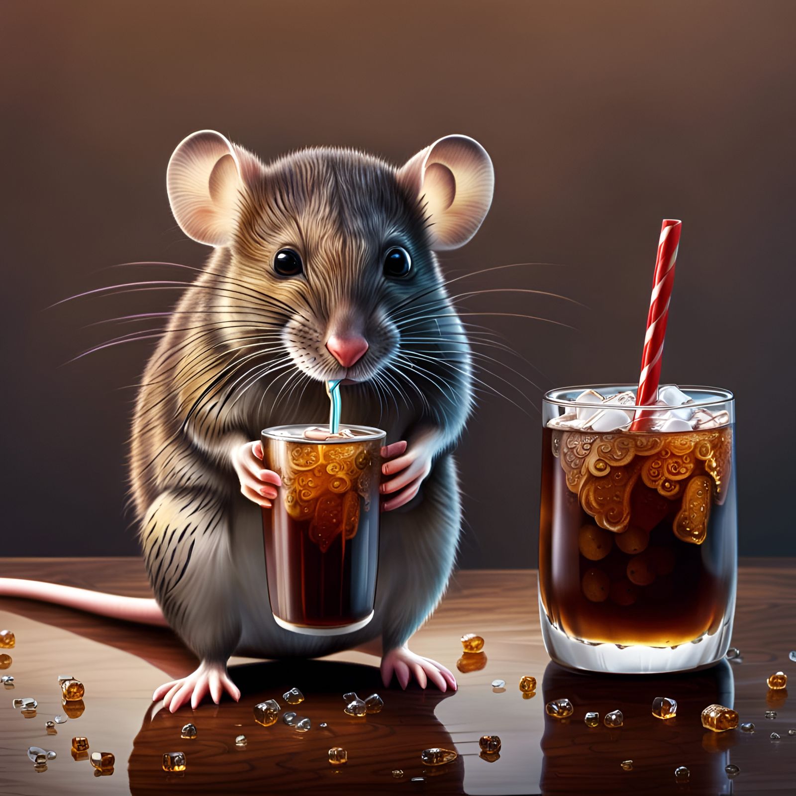 mouse drinking root beer 🍹🐁
