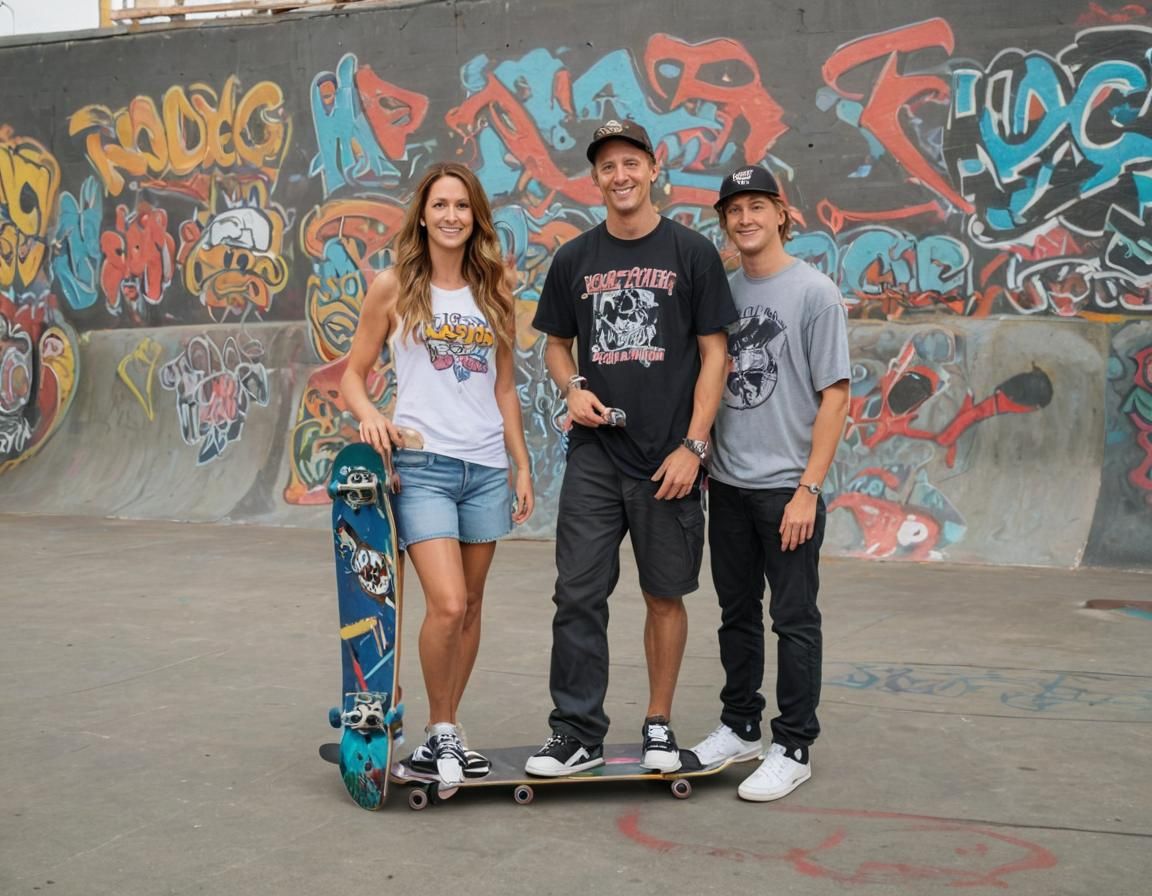 Skateboard Legends in a Vibrant Skatepark Photo