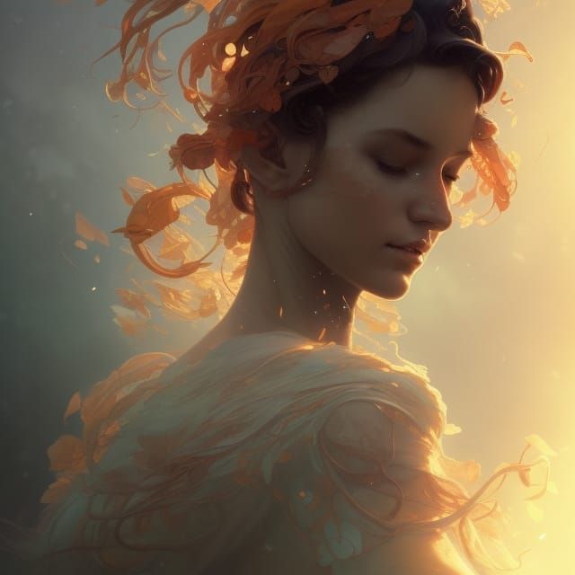 Detailed Portrait of Mother Nature in Art Nouveau Style