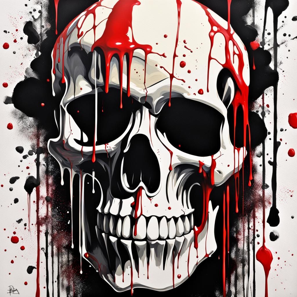 Futuristic 3D Skull Graffiti Art