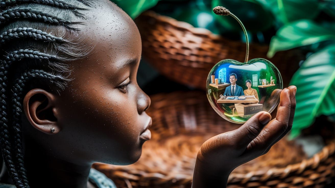 Kikuyu Girl with Coffee Cherry: Ash Painting