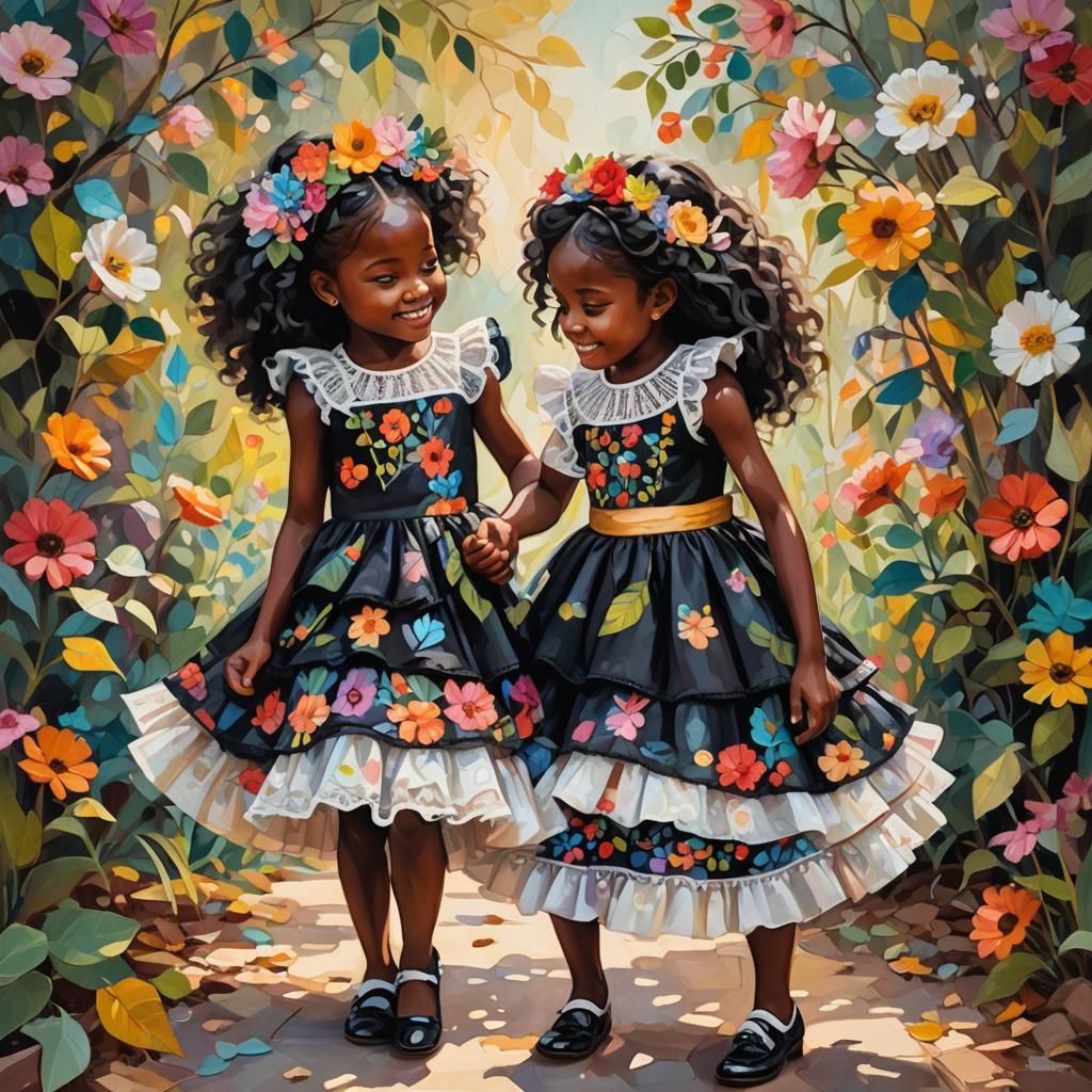 Girls in Ruffled Dresses: Folk Art Expressionism