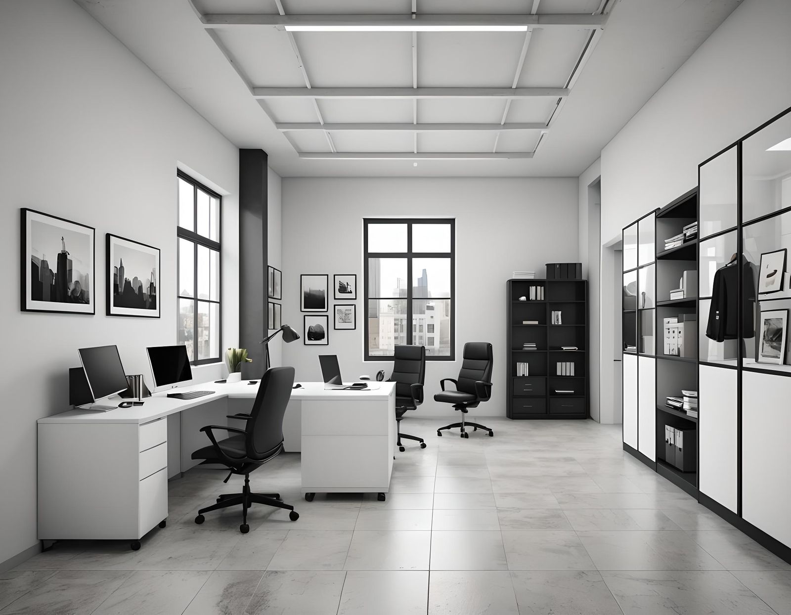 Manager Office Interior in 3D Rendering