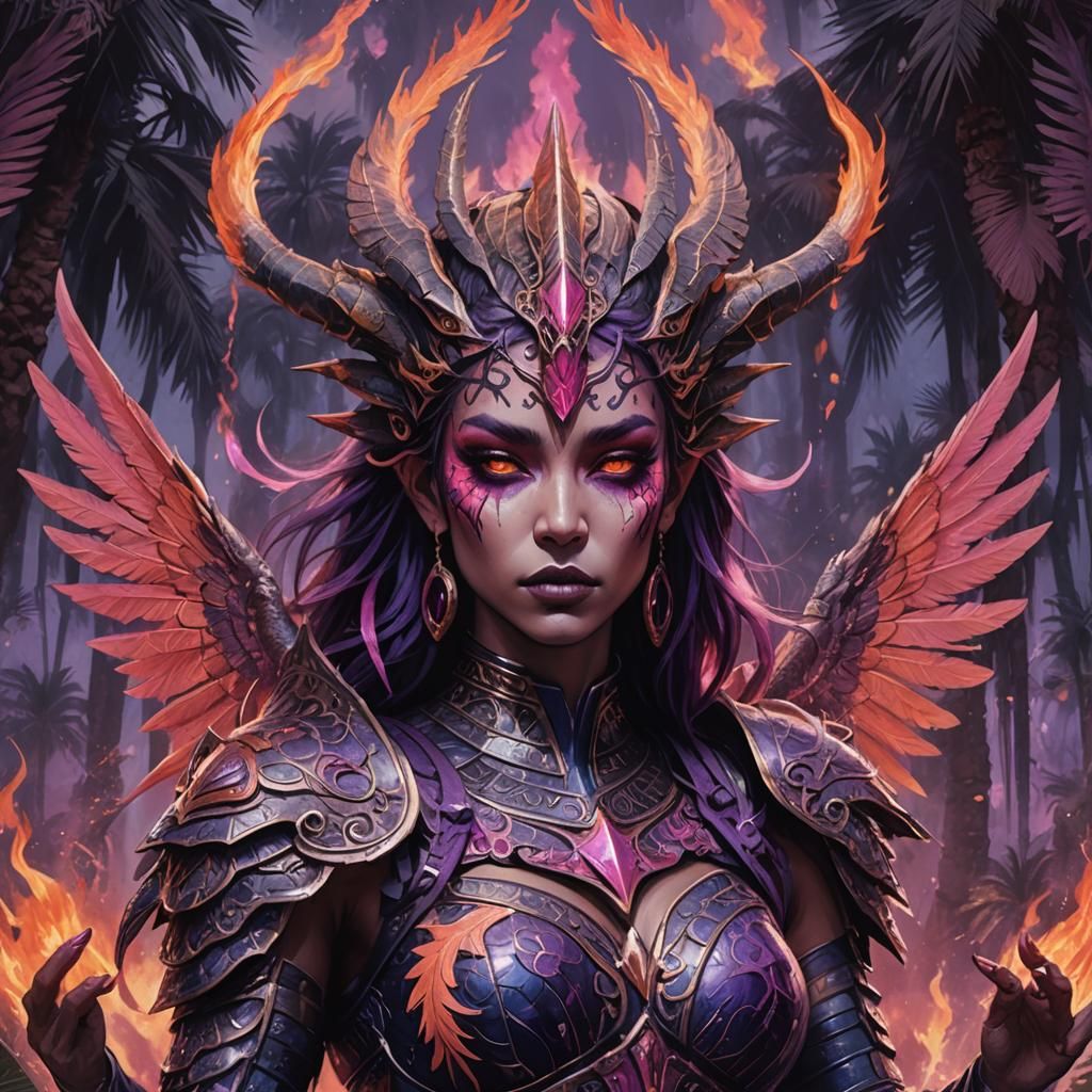 Demonic Four-Winged Figure in Dark Fantasy Concept Art