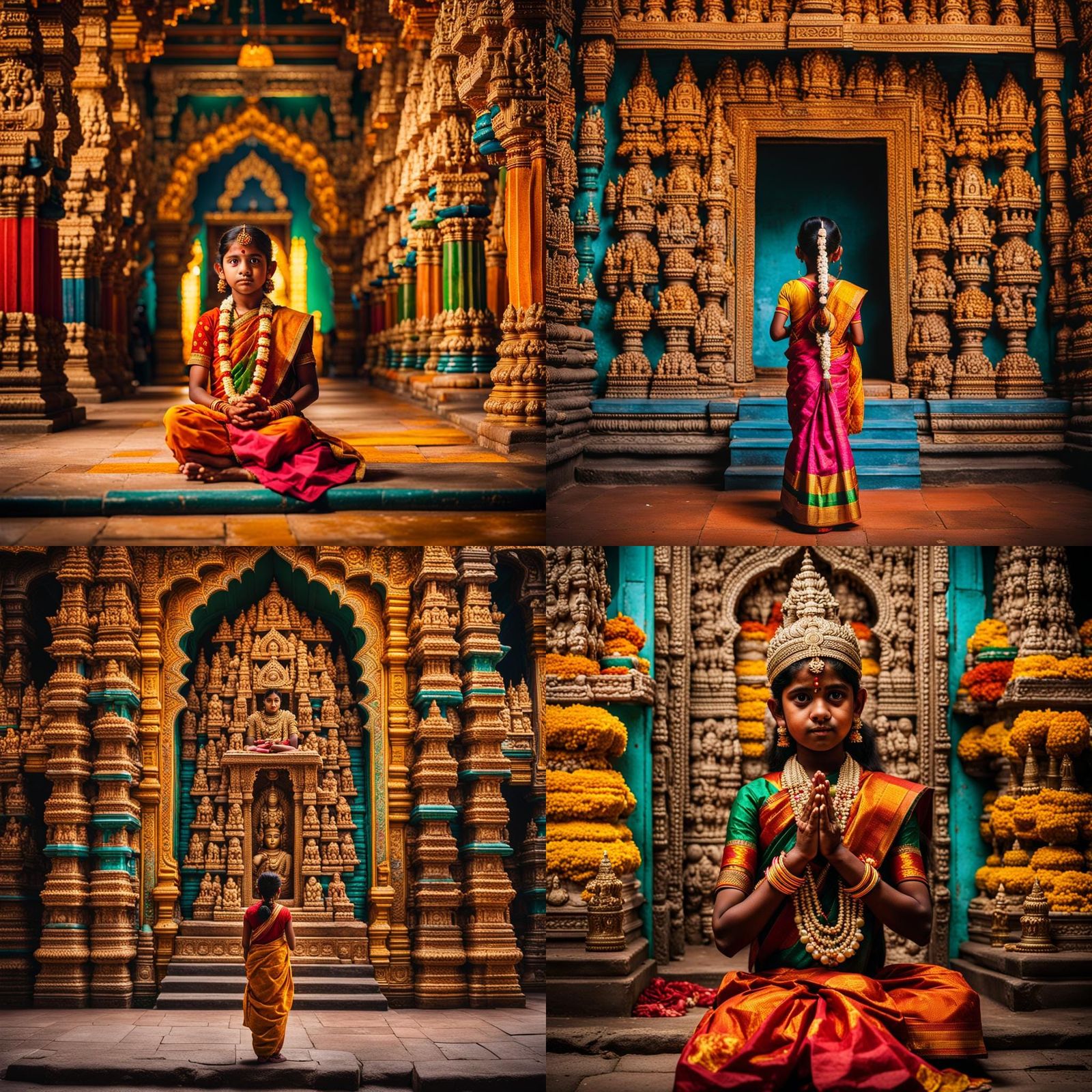 Meenakshi Temple: Girl's Prayer in South Indian Tradition