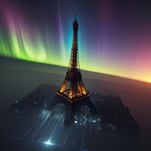 Eiffel Tower Floating in Space in 3D