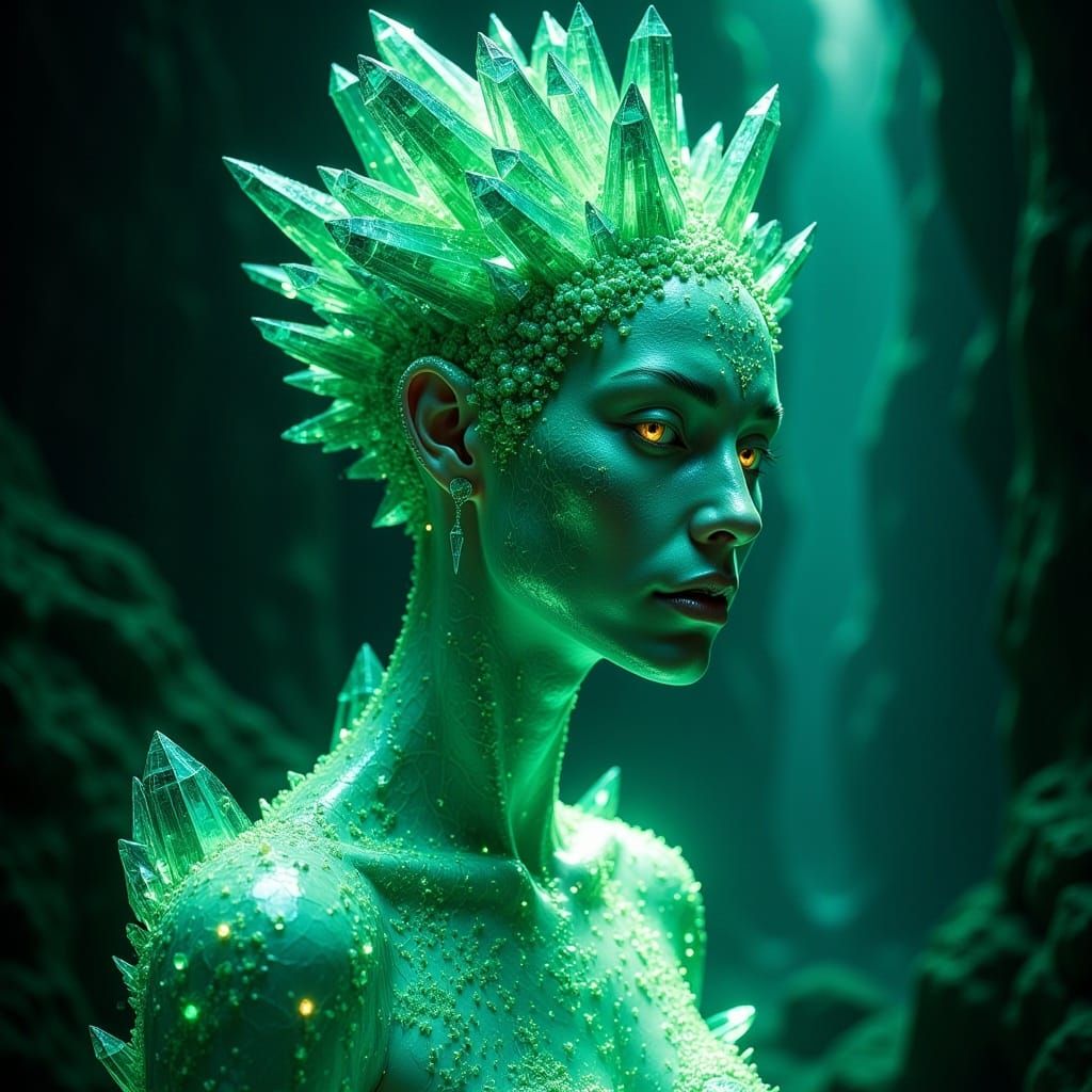 Iridescent Emerald Crystal Celestial Being