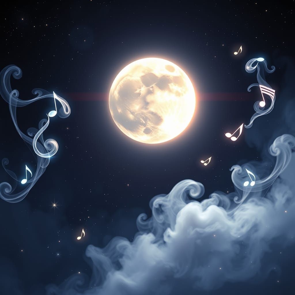 Ethereal Moon Radiates Otherworldly Essence Amidst Celestial...