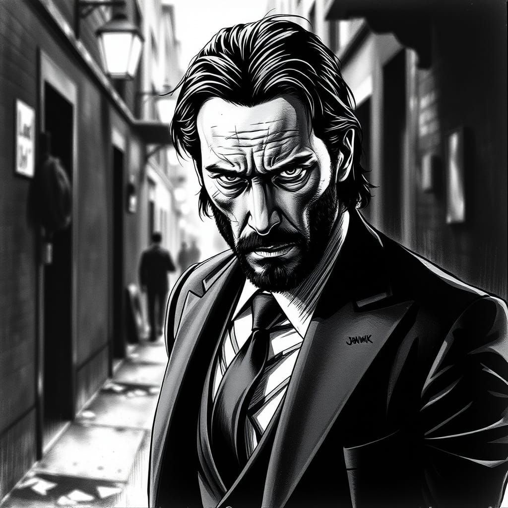 Gritty Portrait of a Scars-Map Face in INK Style