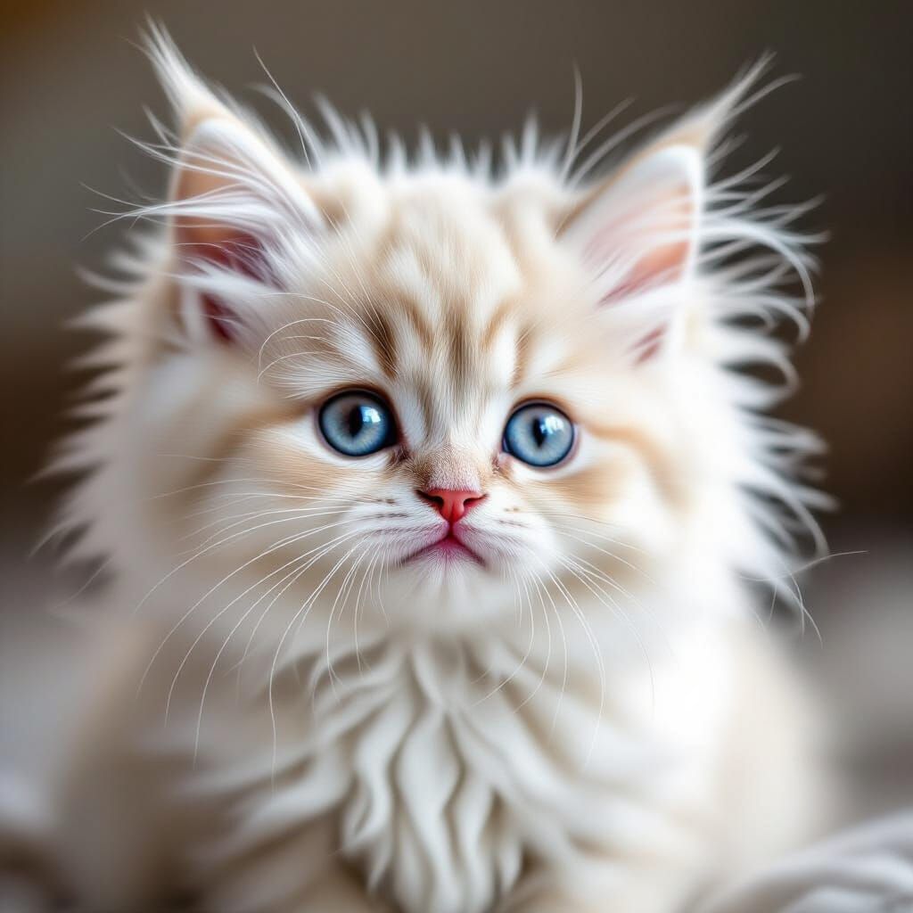 Fluffy Persian Kitten with Sapphire Eyes