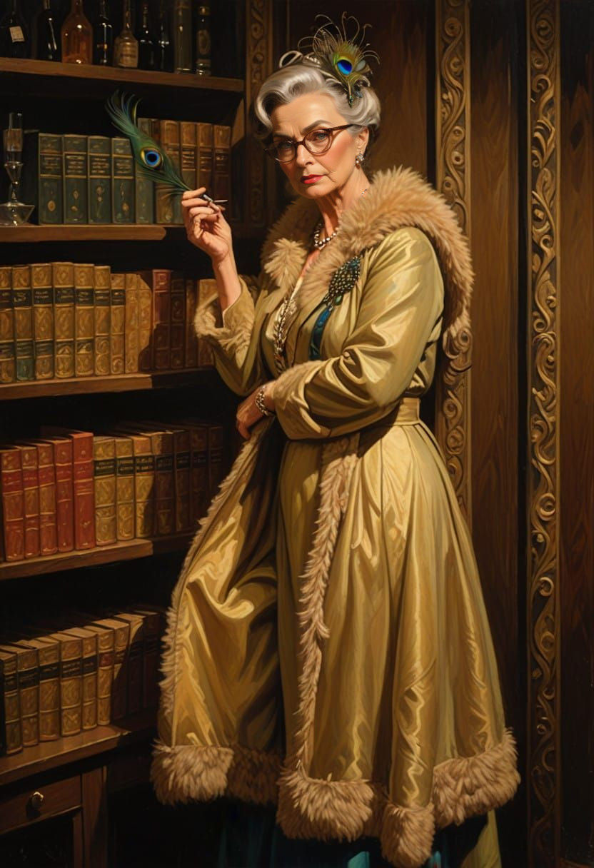 Mysterious Lady in a Clue-Inspired Noir Painting