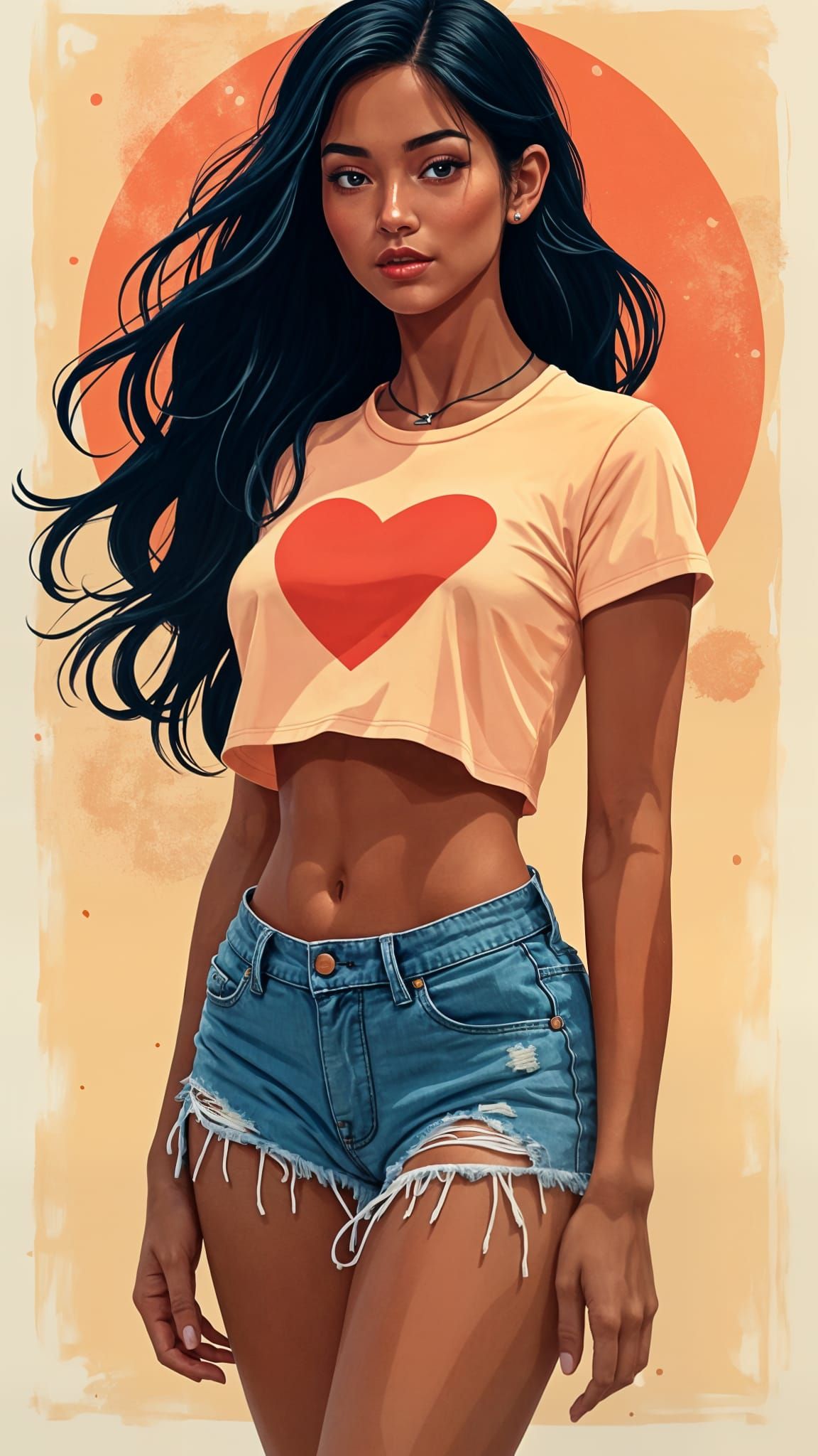 Hawaiian Woman in Pop Art Style