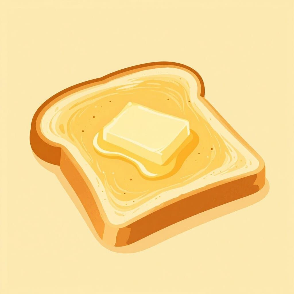 Abstract Golden Toast with Melting Butter in Bauhaus Style