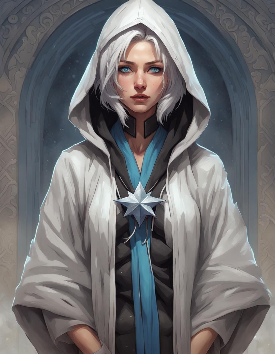 Detailed Portrait of a Kalashtar Cleric in Digital Art