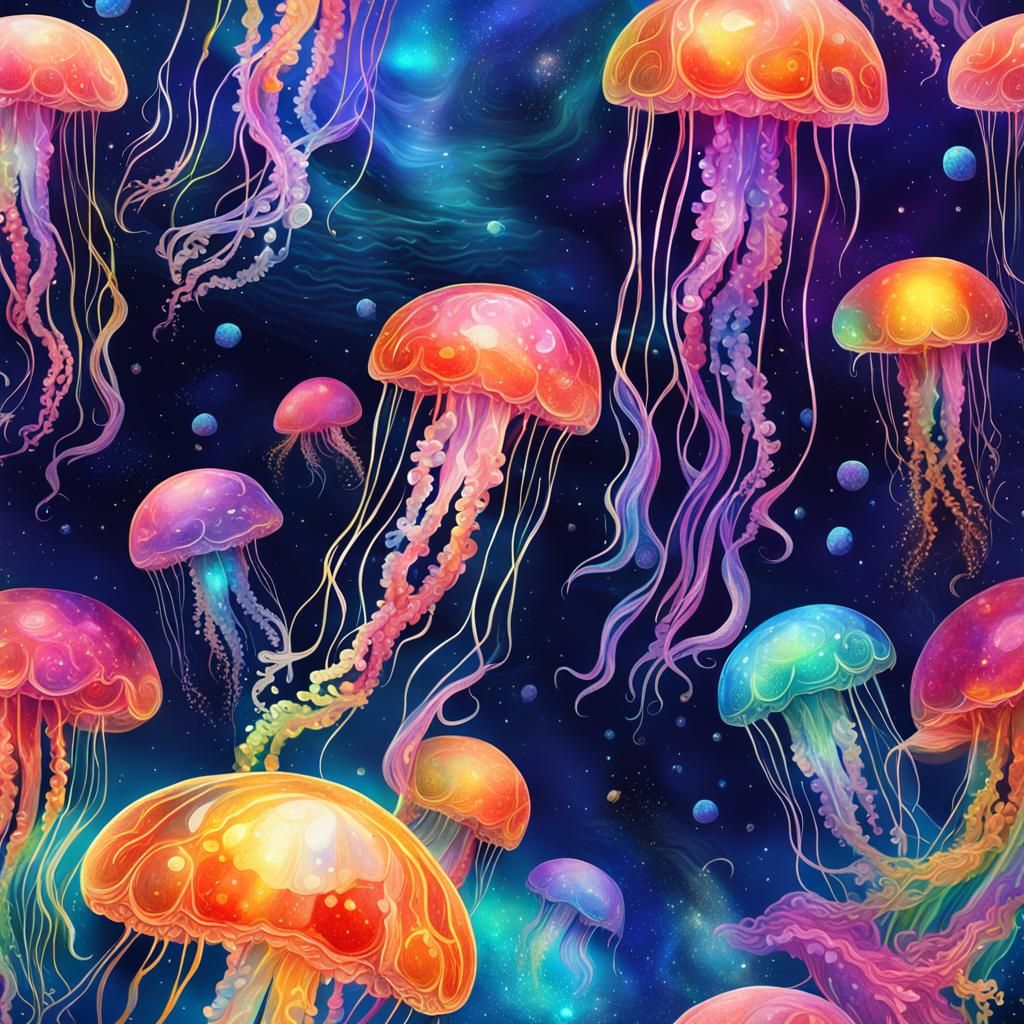 Colorful Jellyfish in Astral Cosmic Style
