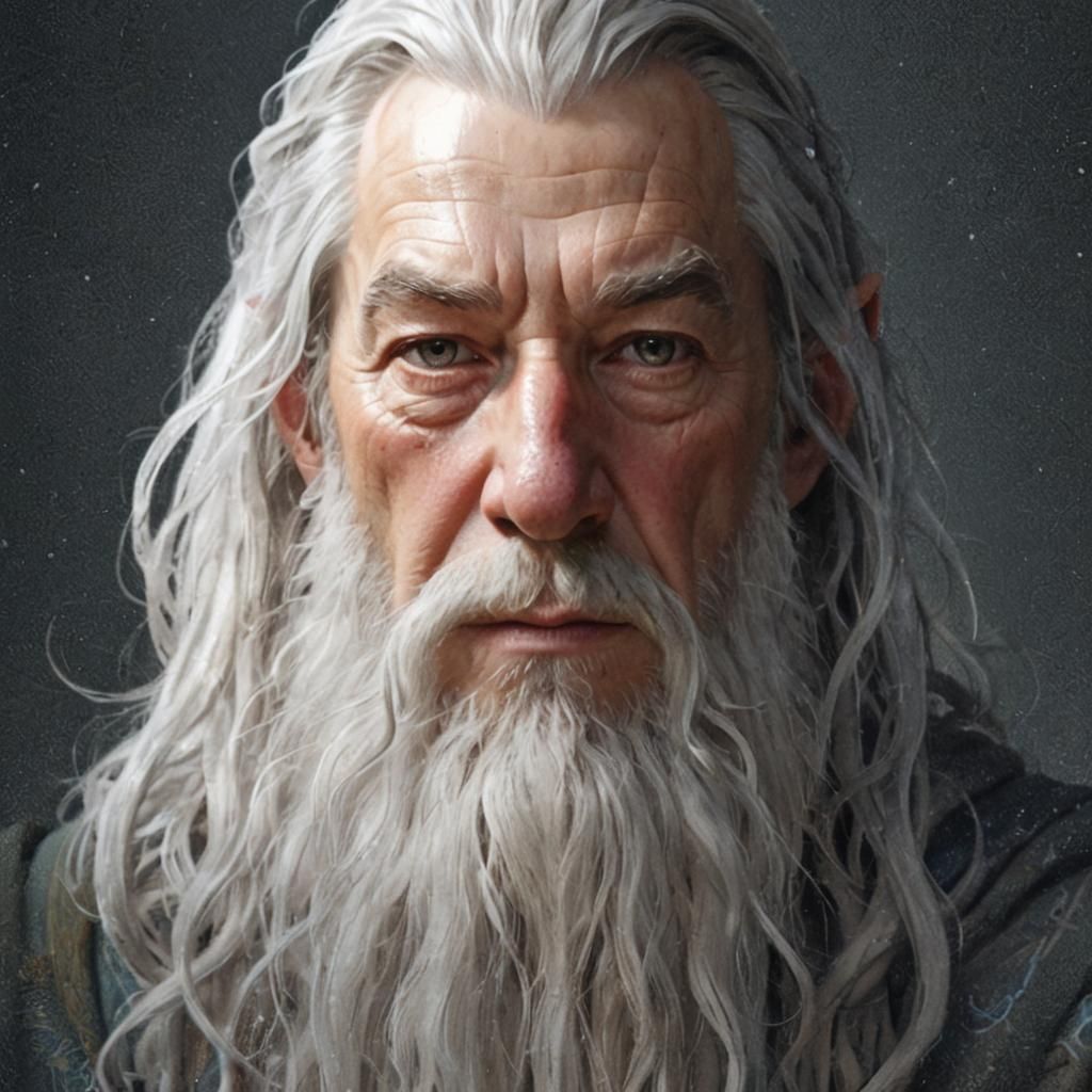 Gandalf Portrait in Hyperdetailed Art Nouveau Style