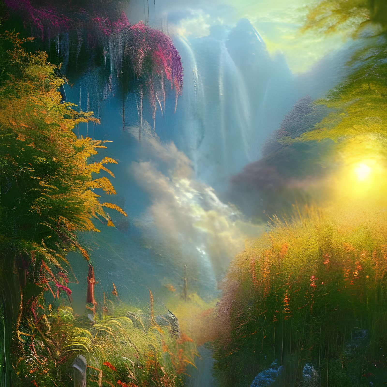 Magical Book Realm with Ethereal Plants