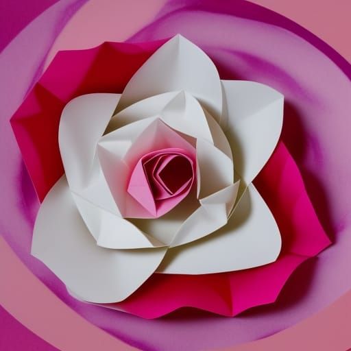 Origami Rose Papercraft Flower in 8K