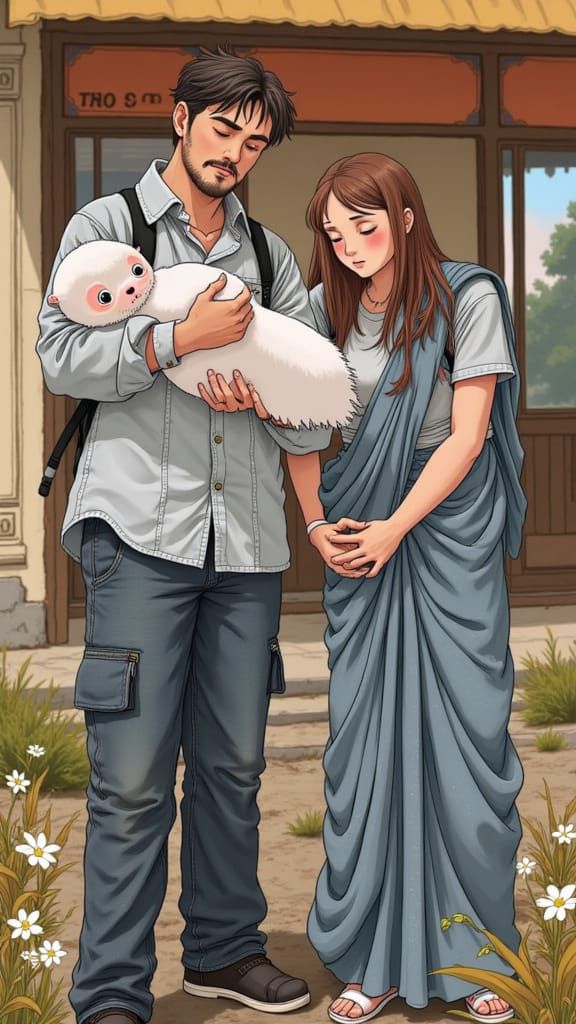 Whimsical Ghibli Landscape in Watercolor Style