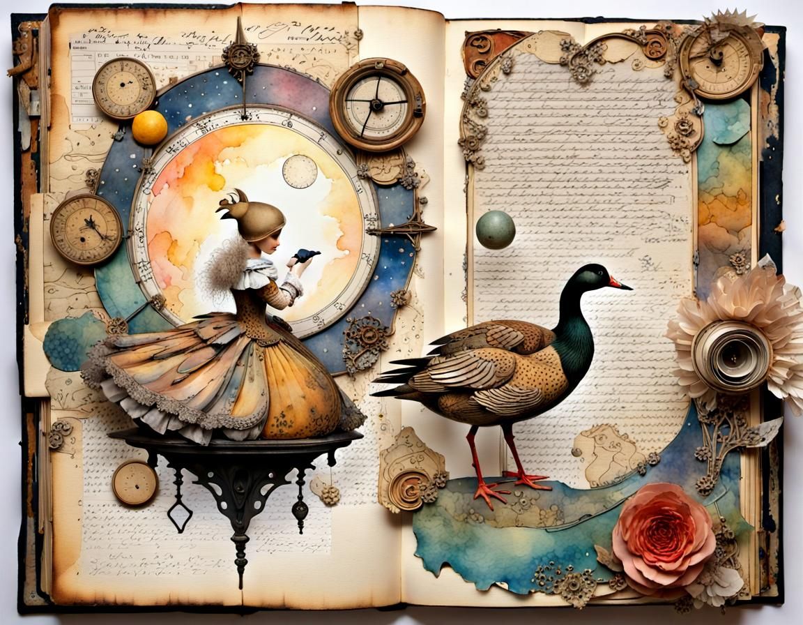 Mother Goose Scrapbook Page in Mixed Media
