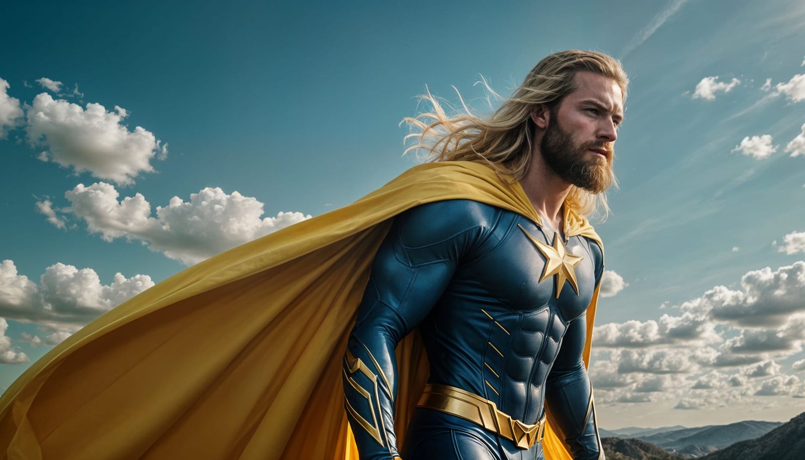 Epic Superhero in Cinematic Flight