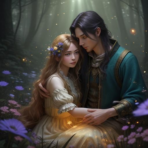 Magical Forest Embrace in Golden Light