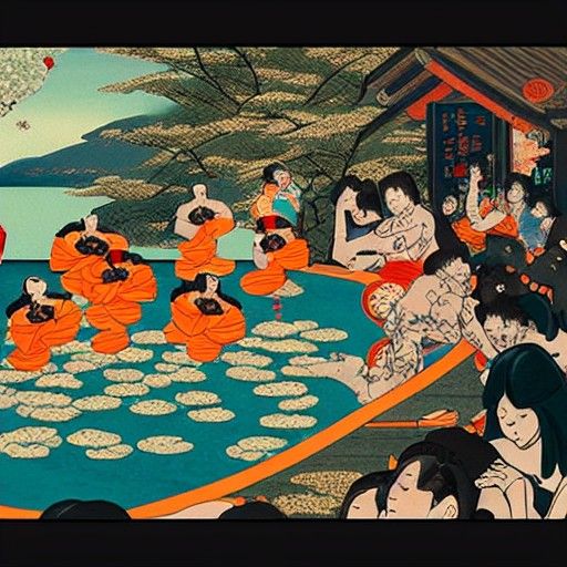 Paradise Owl: Ukiyo-e Mixed Media Renaissance Art