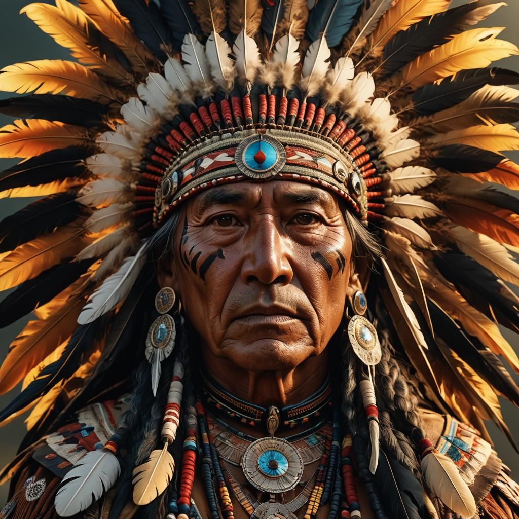 Native American Chief Portrait in Fantasy Art Realism