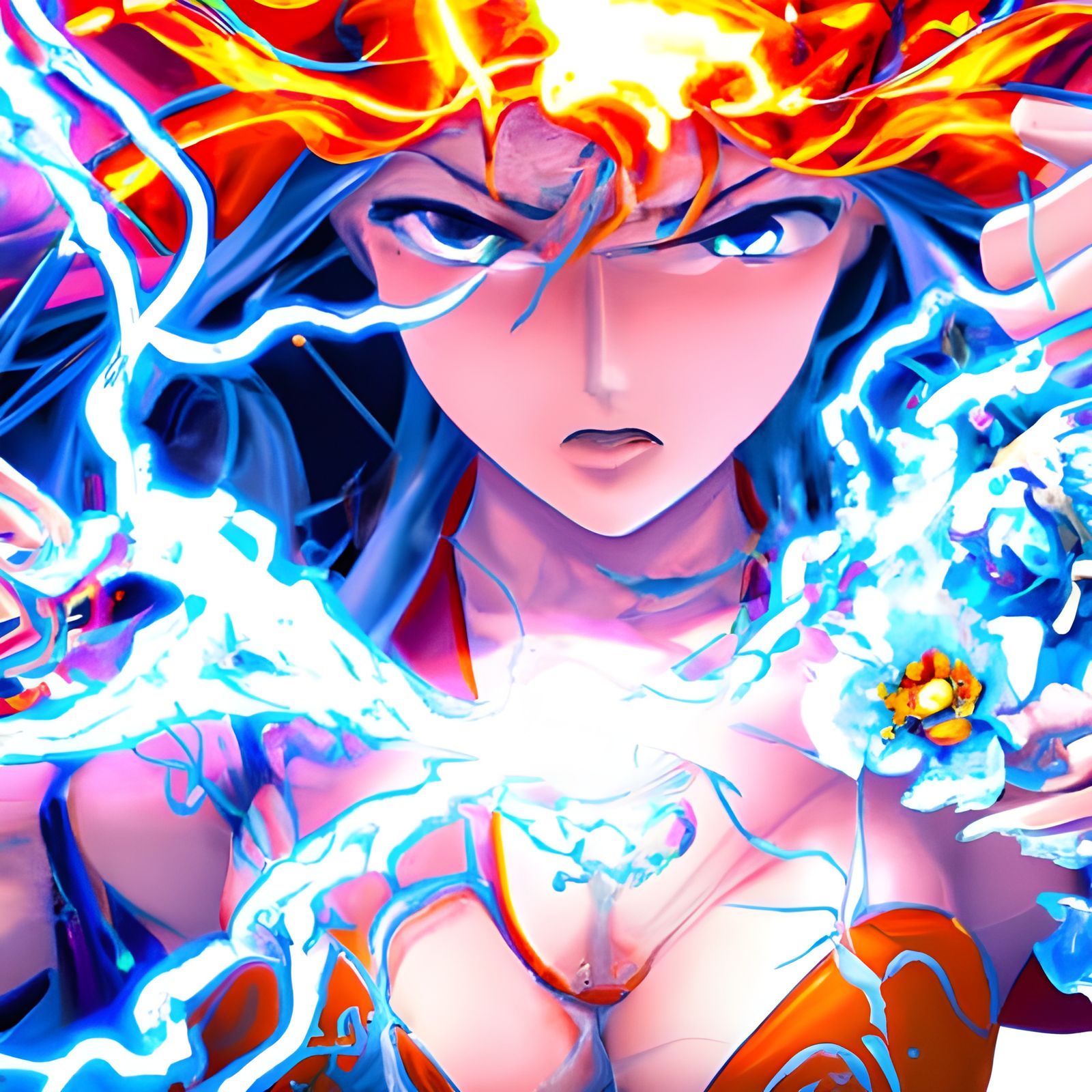 Electricity Princess Portrait in Digital Watercolor Style