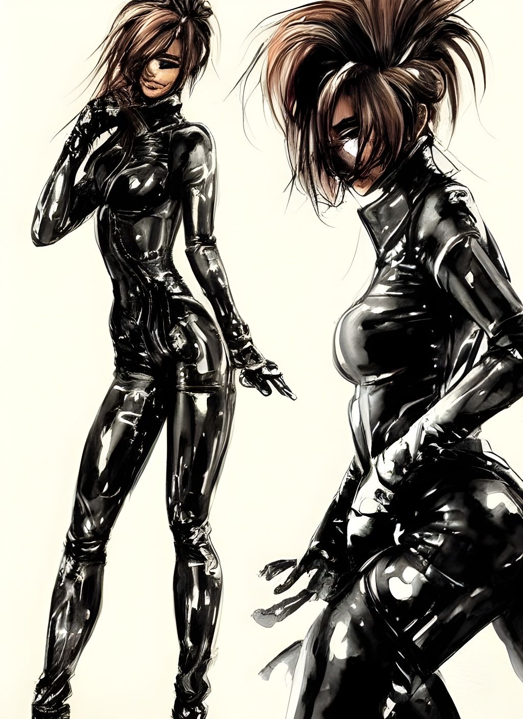 Badass Female Spy in Anime Style