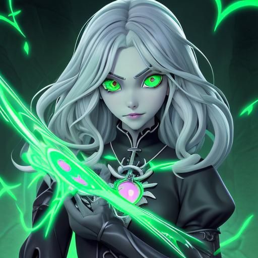 Anime Style Necromancer in Gothic Castle