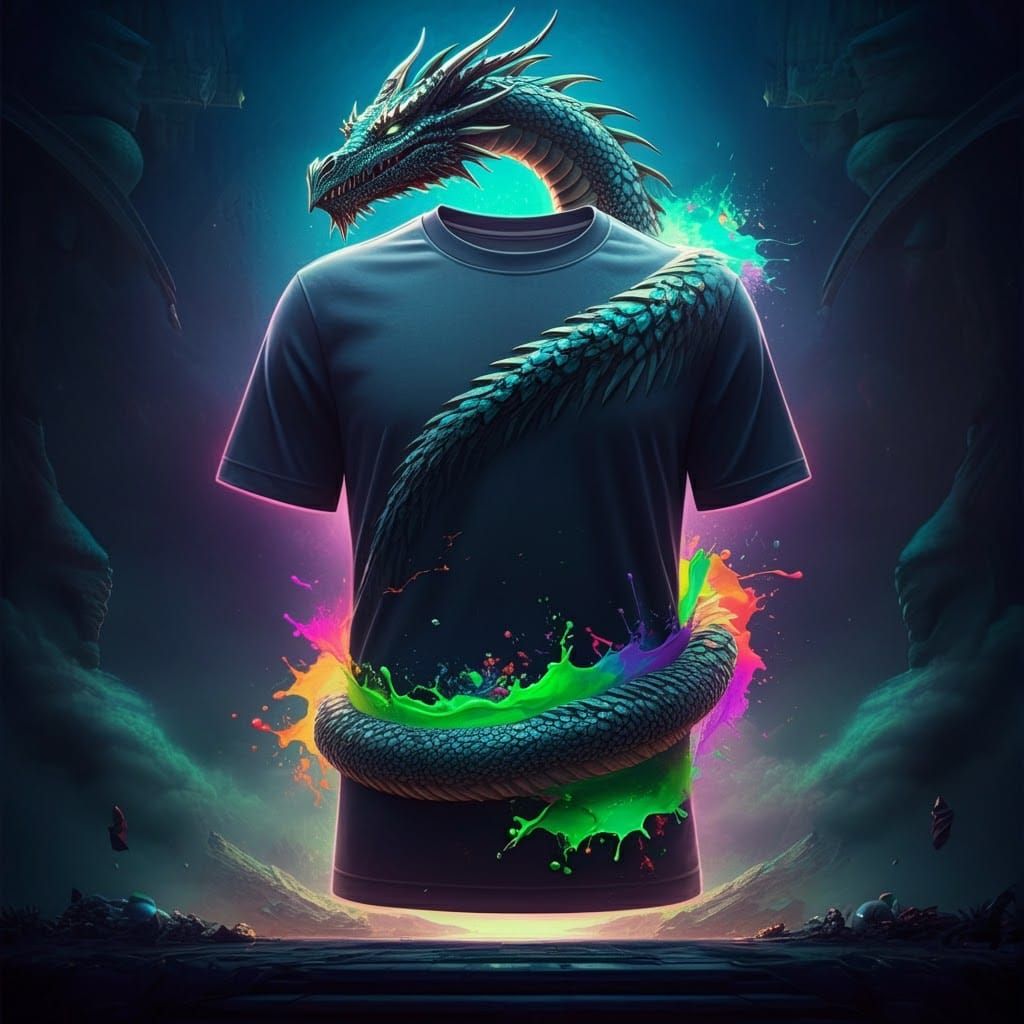 Dragon T-Shirt Course Poster in Fantasy Art Style