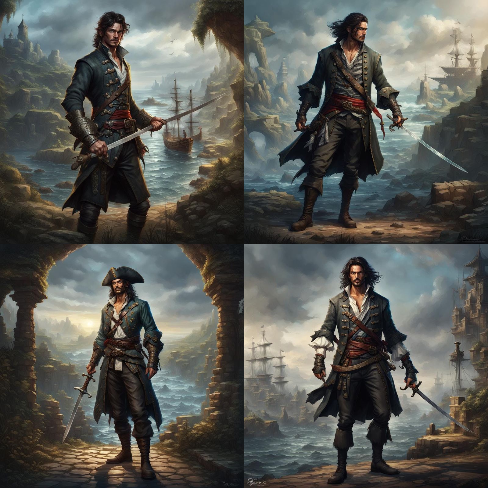 Young Pirate Concept Art in Dark Fantasy Style