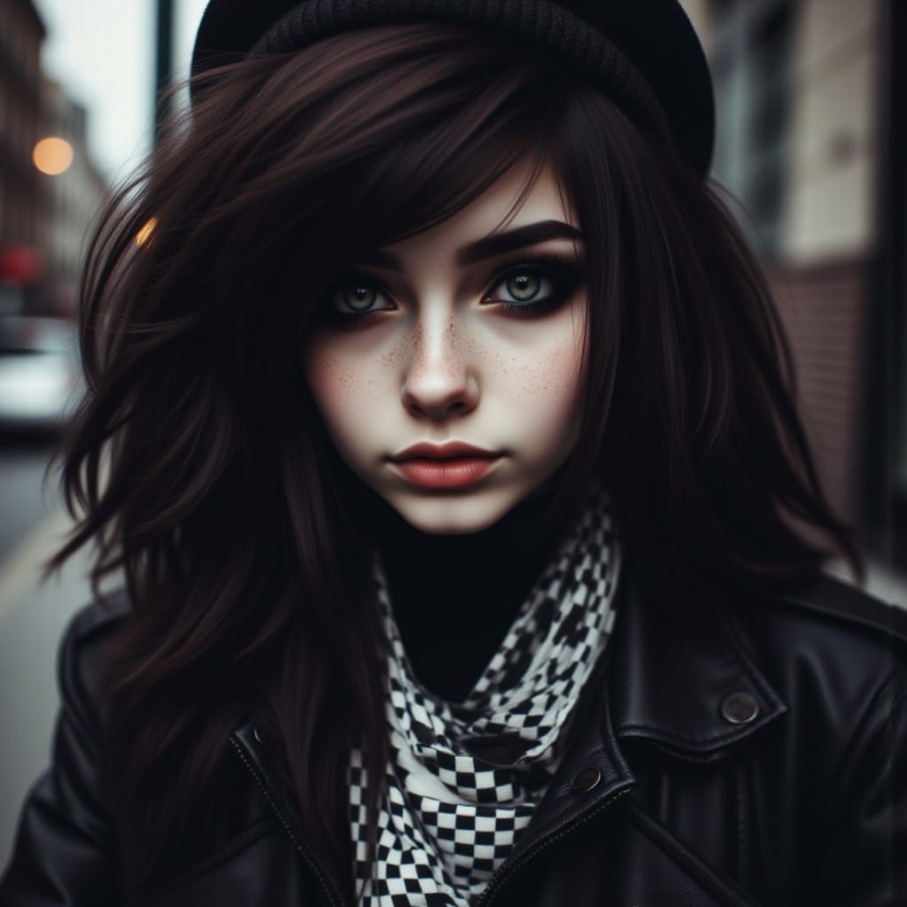 Emo Woman Shares Sandwich With Homeless Man Photo Portrait