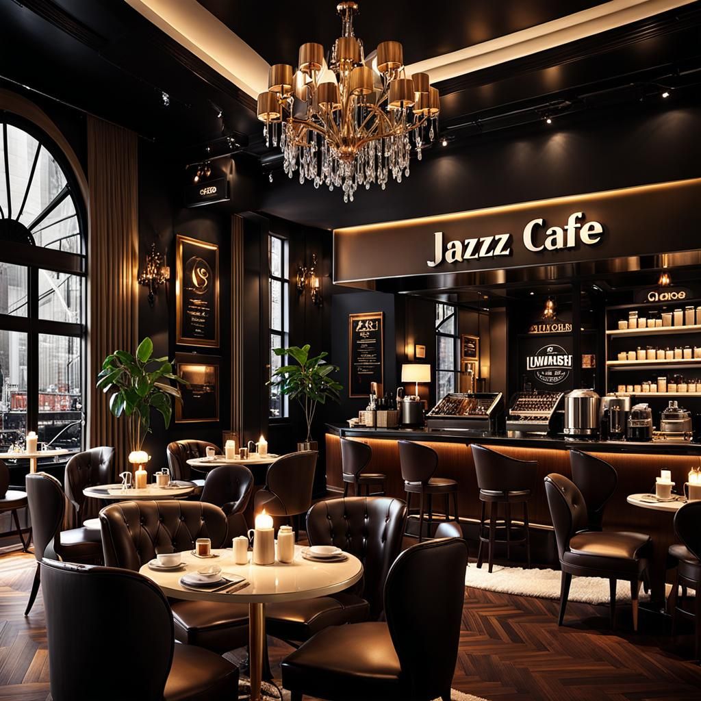 Modern Jazz Cafe Ambience at Luxury Coffee Shop