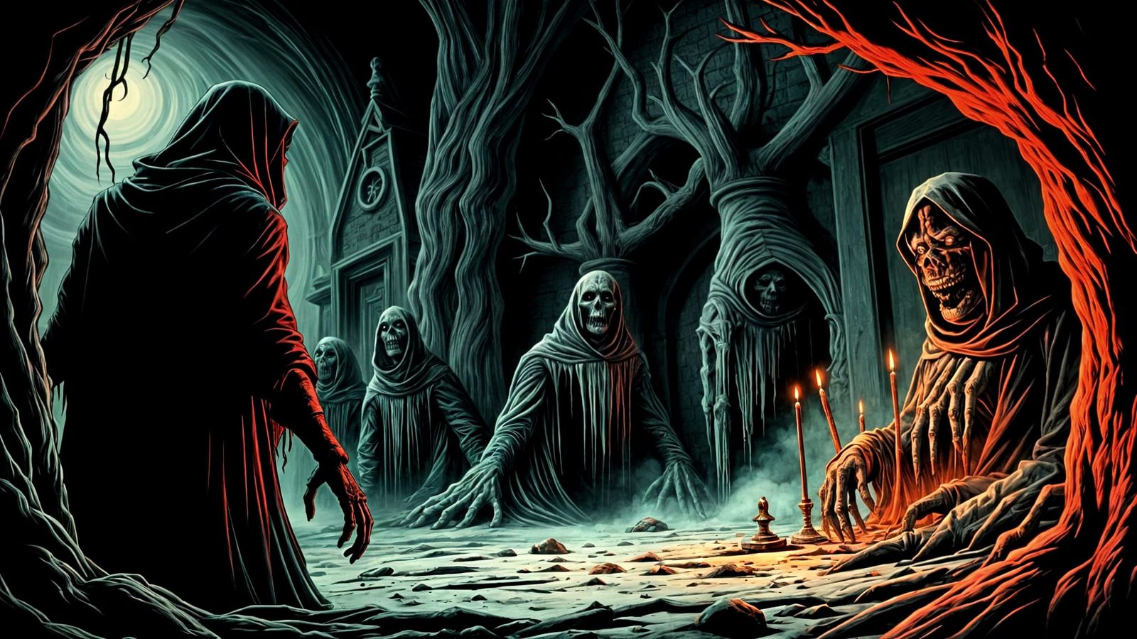 Spooky Haunted Birthday Party in Horror Comic Style