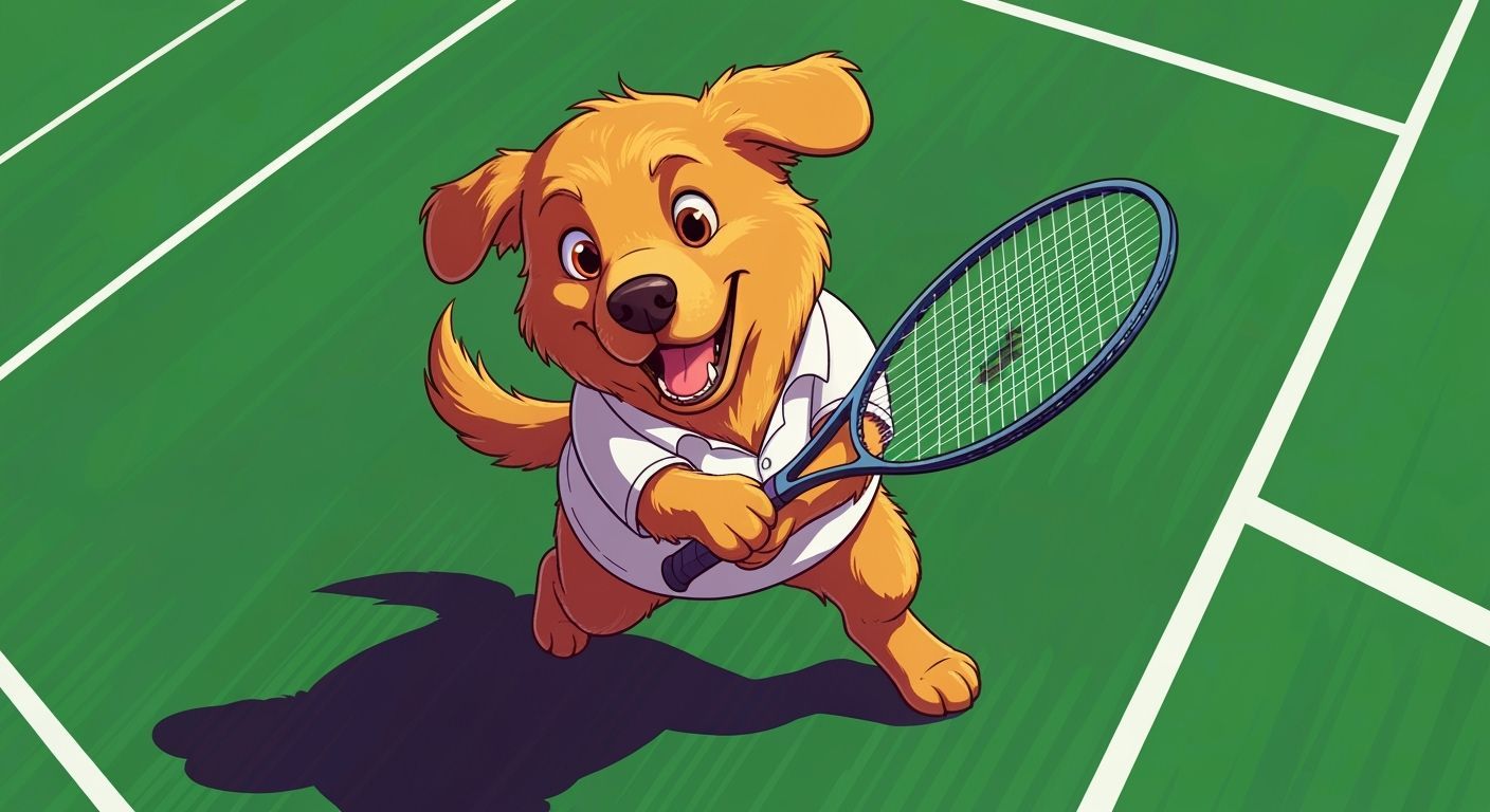 Golden Retriever Tennis Player in Cel-Shaded Style